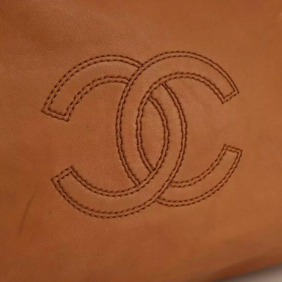 CHANEL Chain Tote Bag Leather Brown CC Auth - Picture 6 of 16
